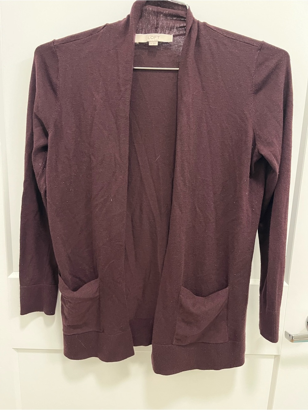 LOFT Plum Open-Front Women's Cardigan with Pockets